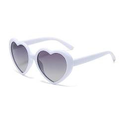 RUNHUIS Mode Polarisiert Herz Sonnenbrille Damen Herren Niedlich Herz-Form Vintage Retro Fee Schattierungen für Party Weiß/Grau von RUNHUIS