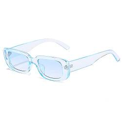 RUNHUIS Retro Rechteck Sonnenbrille Damen Herren Vintage Small Square Fashion Brille Blau von RUNHUIS