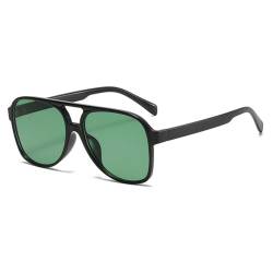 RUNHUIS Vintage Herren Polarisiert Sonnenbrille Damen Retro 70er überdimensional Klassisch Pilotensonnenbrille (Non-Polarised-Black/Green) von RUNHUIS
