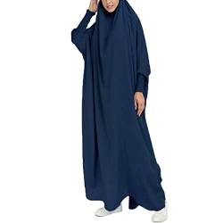 RUNYN Damen Muslimisches Maxi Kleid Maxikleid Einfarbig Lose Gebetskleid Islamische Gebetskleidung Kleid in voller Länge Elegante Kleider für Ethnische, Braut, Abend, Party von RUNYN