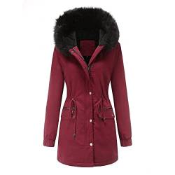 RUNYN Damen Wintermantel Winterparka Gefüttert Mit Kapuze Elegant Warm Winter Jacke Parka Übergangsjacke Steppmantel Damen von RUNYN