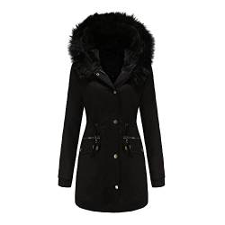 RUNYN Damen übergangsjacke Herbst Parka Winter Jackets Lange Jacke Winter Langer Outdoor Parka Mantel Mit Kapuze übergangsjacke Steppjacke Wärme Jacke Outdoorjacke Winteemantel Softshellmantel von RUNYN