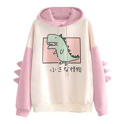 RUNYN Hoodie Damen Sweatshirt mit Kapuze Japanischen Stil Kawaii Karikatur Kapuzenpullover Mädchen Herbst und Winter Pullover für Party Reisen Tägliche (Rosa, XXL) von RUNYN