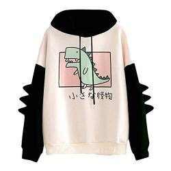 RUNYN Hoodie Damen Sweatshirt mit Kapuze Japanischen Stil Kawaii Karikatur Kapuzenpullover Mädchen Herbst und Winter Pullover für Party Reisen Tägliche (Schwarz, S) von RUNYN