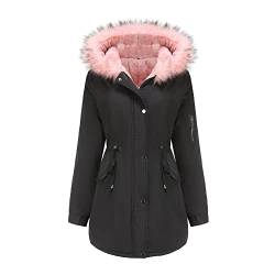 RUNYN Mantel Lang Elegant Parka Gelb Herbst Parka Rosa Mantel Strickfleece Mantel Ubergangsmantel Frau übergangsmantel Lang Warme Winterjacke Warm Winterjacke Mantel Wintermantel Grosse Grössen von RUNYN