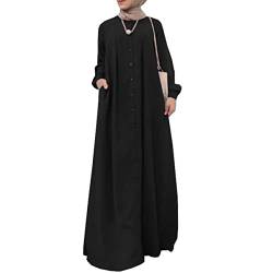 RUNYN Muslim Kleid Damen Muslimische Abaya Lässig Maxikleider Kleid Elegant Abendkleid Islamische Kleidung Oversize Ramadan Robe Gebetskleidung für Frauen von RUNYN