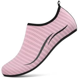 Badeschuhe Damen Wasserschuhe Neoprenschuhe Strandschuhe Frauen Aquaschuhe Surfschuhe Schwimmschuhe Wassersportschuhe Barfuß Schuhe Bequem Hausschuhe (Hellrosa,38 EU) von RUOMU