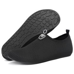 Männer Frauen Badeschuhe Wasserschuhe Neoprenschuhe Strandschuhe Aquaschuhe Surfschuhe Schwimmschuhe Barfuß Schuhe Bequem Pantoffelen (Schwarz,41 EU) von RUOMU