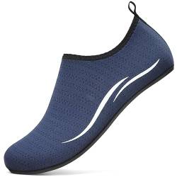 RUOMU Badeschuhe Damen Herren Wasserschuhe Neoprenschuhe Strandschuhe Aquaschuhe Surfschuhe Schwimmschuhe Wassersportschuhe Barfuß Schuhe Bequem Hausschuhe (Blau,38 EU) von RUOMU