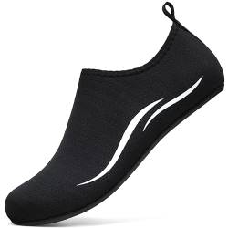 RUOMU Badeschuhe Damen Herren Wasserschuhe Neoprenschuhe Strandschuhe Aquaschuhe Surfschuhe Schwimmschuhe Wassersportschuhe Barfuß Schuhe Bequem Hausschuhe (Schwarz,35 EU) von RUOMU