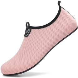 RUOMU Wasserschuhe Badeschuhe Damen Herren Schnell Trocknend Schwimmschuhe rutschfeste Aquaschuhe Leicht Strandschuhe Surfschuhe Barfußschuhe für Männer Frauen Beach Pool, Schwarz 39 EU von RUOMU