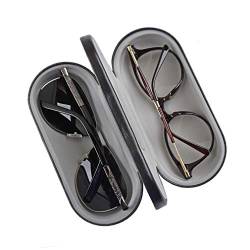 RURUOGUK Doppel Brillenetui, 2 in 1 Dual Brillenetui Hartschale Brillenetui Schutz für 2 Paar Brillen (nicht für Sonnenbrillen geeignet), Schwarz , Size: 15.8 (L) x 6.8 (W) x 6.5 (H) cm von RURUOGUK