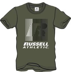 RUSSELL ATHLETIC A00851-C8-272 Striped R S/S Crewneck Tee Shirt T-Shirt Herren Cypress Größe M von RUSSELL ATHLETIC