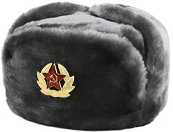 RUSSIANSTORE Kolbacco Grau gemahlen in Ausstattung mit dem russischen Armee Original Soviet Ushanka Verschiedene Größen erhältlich (XXXL), 63-64 von RUSSIANSTORE