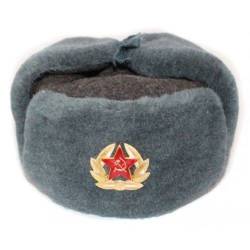 RUSSIANSTORE Ushanka-Mütze aus natürlicher Wolle, Original der Sowjetischen Zeit, russische Armee, verschiedene Größen (M), Grau, L von RUSSIANSTORE
