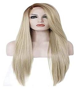 TäGlichen Gebrauch Perücke Lange Blonde Perücke Für Frauen Mittelteil, 27 Zoll Gerade Halloween-Perücken, Faserperücken, Haarersatzperücke Haar Perücke von RUTAVM