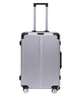 Koffer Trolley Reisekoffer Handgepäck, Aufgegebenes Gepäck, Koffer Mit Rollen, Hartschalengepäck Mit Spinner-Rädern Koffer Gepäck Rollkoffer (Color : Silver, Size : 28inch) von RUVOO