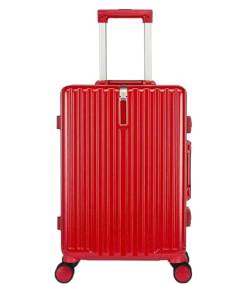 Koffer Trolley Reisekoffer Leichter Und Robuster Kabinenkoffer. Leichtes ABS-Handgepäck Mit 4 Spinnern Koffer Gepäck Rollkoffer (Color : Rood, Size : 24 inches) von RUVOO