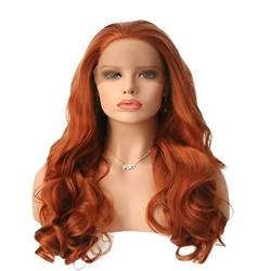 Perücke Perücken Lace Front Perücke Für Frauen, 25 Zoll Natürliches Gewelltes Tägliches Haar Synthetische Spitzeperücken Mittelteil von RUVOO