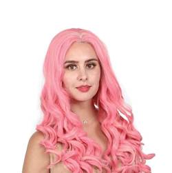 Perücke Perücken Rosa Perücke, Synthetisches Langes Gewelltes Haar for Frauen, Mittelteil, Natürlich Aussehende Lockige Perücken for Den Täglichen Gebrauch von RUVOO
