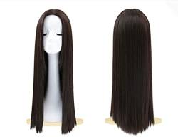 Perücke Perücken Wig Women Silky Long Straight Wig Natural Hairline Middle Part 26 Inches Synthetic Party Halloween ( Blue : A , Size : 55CM ) von RUVOO