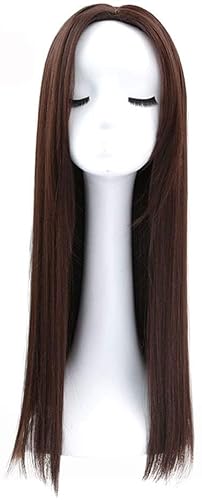 Perücke Perücken Wig Women Silky Long Straight Wig Natural Hairline Middle Part 26 Inches Synthetic Party Halloween ( Blue : Bronze , Size : 55CM ) von RUVOO