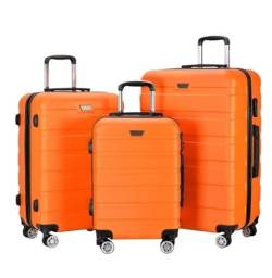 RUVOO Koffer Trolley Reisekoffer 3-teiliges Gepäckset, 20/24/28 Zoll Hartschalen-Kofferset, Koffer Für Damen, Herren, Familie Koffer Gepäck Rollkoffer (Color : A, Size : 3-Piece Set) von RUVOO