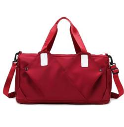 Reisetasche Sporttasche 18-Zoll-Übernachtungstasche Für Damen, Reisetasche, Wochenendtasche, Handgepäcktasche, Oxford-Stoff Reisetaschen (Color : Rood, Size : 48 * 21 * 23cm) von RUVOO