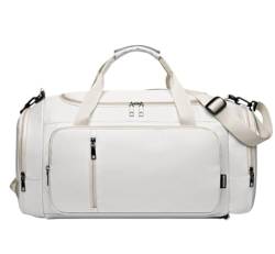 Reisetasche Sporttasche 20-Zoll-Oxford-Stoff-Reise-Kleidersack, Handgepäck-Kleidersack Für Damen-Sporttasche Reisetaschen (Color : White, Size : 53 * 24 * 24 cm) von RUVOO