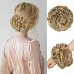 RUWISS Messy Bun Haarteile Hair Bun Scrunchies Verlängerung Curly Wavy Messy Synthetic Bun Updo Haarteil für Frauen (Gemischte blond- und aschblond-tipps） von RUWISS