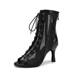 RUYBOZRY Damen Latein Tanzschuhe Salsa Ballsaal Leistung Absätze Tanzstiefel,QJW-7235-Noir-8.5-5059,EU36 von RUYBOZRY