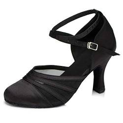 RUYBOZRY Damen Lateinische Tanzschuhe Geschlossene Satin Tanzende Schuhe,YCL189-6-Black,EU39 von RUYBOZRY