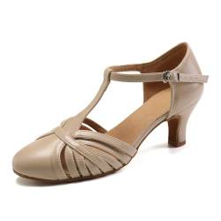 RUYBOZRY Latein Tanzschuhe Damen Glitzernde Geschlossene Zehenschuhe Lateinische Tanzschuhe Salsa,YCL259-4.5,Beige,EU 40 von RUYBOZRY