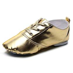 RUYBOZRY PU Gold & Silber Jazz Schuhe Ledersohle Nodern Jazz Schuhe für Mädchen & Jungen & Frauen & Männer,Modell-TJ-Jazz-DBJY,Gold,38 EU von RUYBOZRY