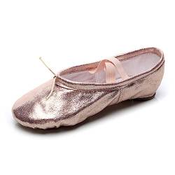 RUYBOZRY Rosa weiche Ballettschuhe mit geteilter Ledersohle für Anfänger, Kinder, Mädchen und Frauen,Modell- TJ-Ballet-SJPU,Rosa,35 EU von RUYBOZRY