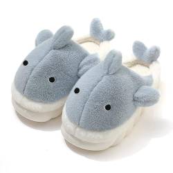 RUYI Hai Hausschuhe Damen Herren Winter Flauschige Plüsch Pantoffeln, Shark Slippers Tiere Niedliche Cartoon Hauspantoffeln Rutschfeste Warme Schuhe Indoor von RUYI