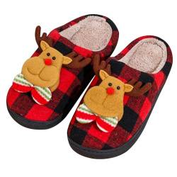 RUYI Weihnachts Hausschuhe Damen Herren Plüsch Hausschuhe, Winter Slippers Warme Flauschige, Rutschfeste Leichte Weiche Pantoffeln, Weihnachten Geschenke von RUYI