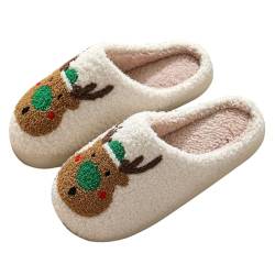 RUYI Weihnachts Hausschuhe Damen Herren Plüsch Hausschuhe, Winter Slippers Warme Flauschige, Rutschfeste Leichte Weiche Pantoffeln, Weihnachten Geschenke von RUYI