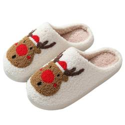 RUYI Weihnachts Hausschuhe Damen Herren Plüsch Hausschuhe, Winter Slippers Warme Flauschige, Rutschfeste Leichte Weiche Pantoffeln, Weihnachten Geschenke von RUYI