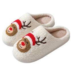 RUYI Weihnachts Hausschuhe Damen Herren Plüsch Hausschuhe, Winter Slippers Warme Flauschige, Rutschfeste Leichte Weiche Pantoffeln, Weihnachten Geschenke von RUYI