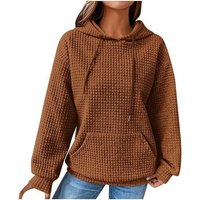 RUZU UG Hoodie Einfarbiges Waffel-Sweatshirt für Damen im Herbst und Winter von RUZU UG