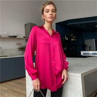 RUZU UG Langarmshirt Damen Langarm Elegante Hemdoberteile einfarbige Hemden Blusenshirt (1-tlg) von RUZU UG