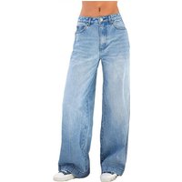 RUZU UG Straight-Jeans Damen Hoher Taille Jeanshosen Wide Leg Schlaghose Baggy Cargo Pants von RUZU UG