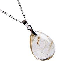 RVBLRDSE natural stone pendant Echter natürlicher Gold-Rutilquarz-Kristall-Wassertropfen-Anhänger Natürlicher Rutilquarz-Anhänger 22 × 16 × 5 mm von RVBLRDSE