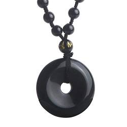 RVBLRDSE natural stone pendant Echter natürlicher schwarzer Obsidian-Edelstein Donut-Form-Kristallanhänger von RVBLRDSE