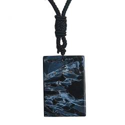 RVBLRDSE natural stone pendant Natürlicher blauer Pietersit-Edelstein, rechteckig, Kristallanhänger, 49 x 34 x 10 mm von RVBLRDSE