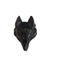 RVBLRDSE natural stone pendant Naturstein Kristall Tigerauge Wolf Kopf Form Anhänger Zubehör 2pc Kollektion QINTINYIN (Color : Obsidian, Size : One Size) von RVBLRDSE