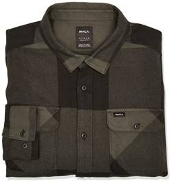 RVCA Herren Hemd mit Button-Down-Kragen, L/S Flanell/Olive, Mittel von RVCA