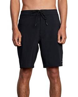 RVCA Men's 4-Way Stretch Fixed Waist 19 Inch Dobby Strch 19 Boardshort/Black, 32 von RVCA