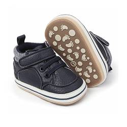 RVROVIC Baby Jungen Mädchen Anti-Rutsch-Sneakers Soft Ankle Stiefel Kleinkind erste Wanderer Neugeborenen Krippe Schuhe (0-6 Monate, 1-Dunkel Blau) von RVROVIC